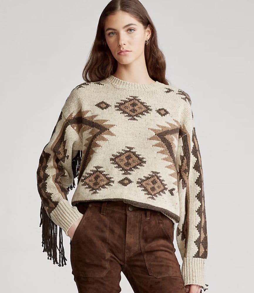 Ralph Lauren Fringe-Trim Wool Sweater - Image 1
