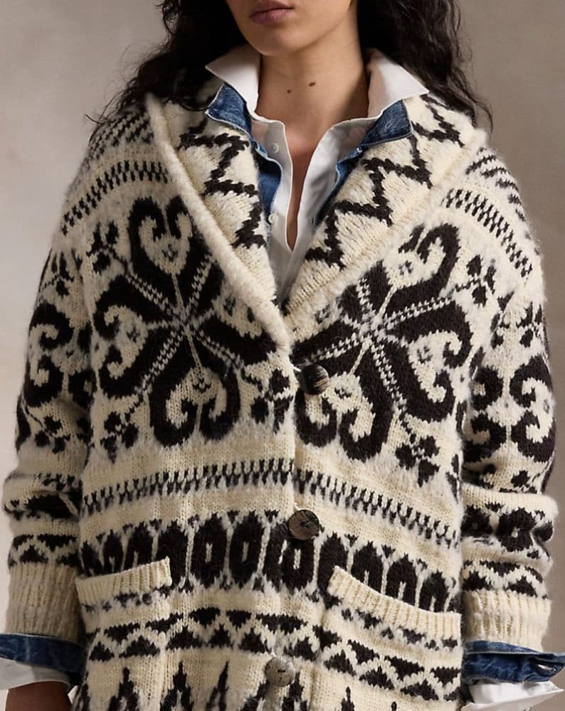 Ralph Lauren  Natural Patterned-Jacquard Cardi-Coat Sweater - Image 1