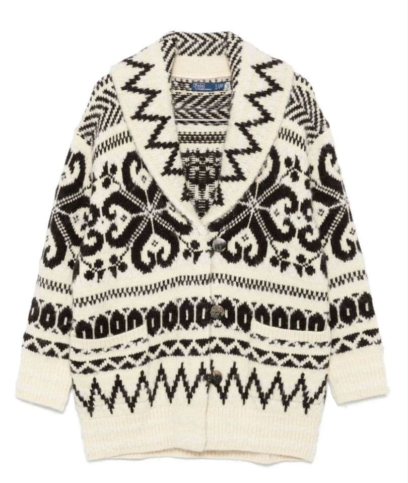 Ralph Lauren  Natural Patterned-Jacquard Cardi-Coat Sweater - Image 2