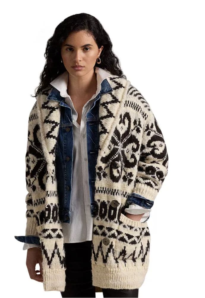 Ralph Lauren  Natural Patterned-Jacquard Cardi-Coat Sweater - Image 4