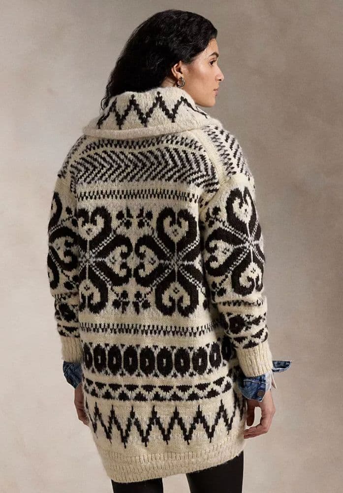 Ralph Lauren  Natural Patterned-Jacquard Cardi-Coat Sweater - Image 3