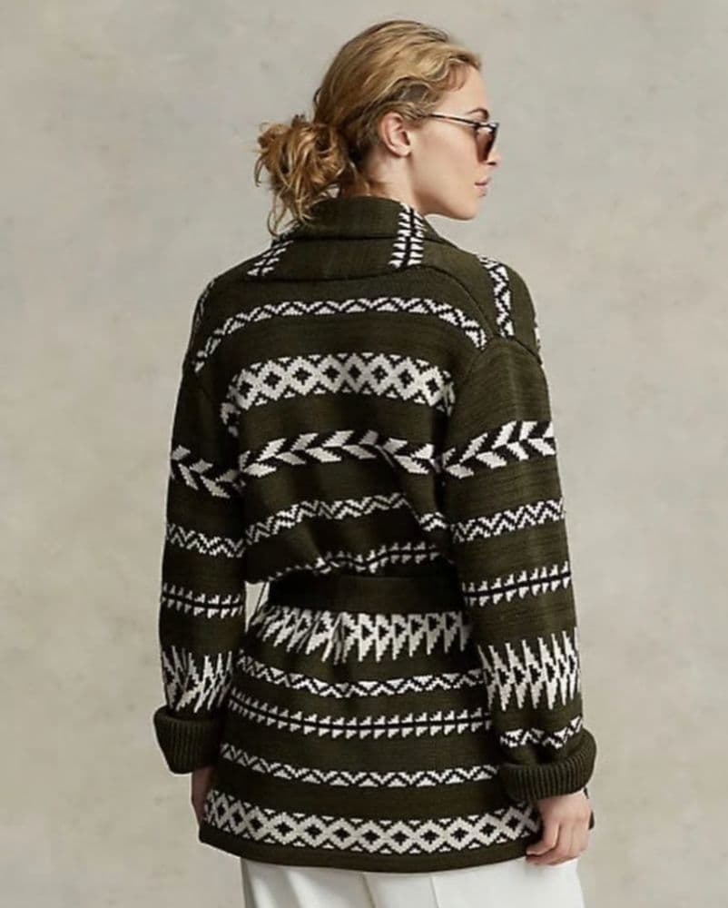 Ralph Lauren Geometric-Motif Shawl-Collar Cardigan - Image 1