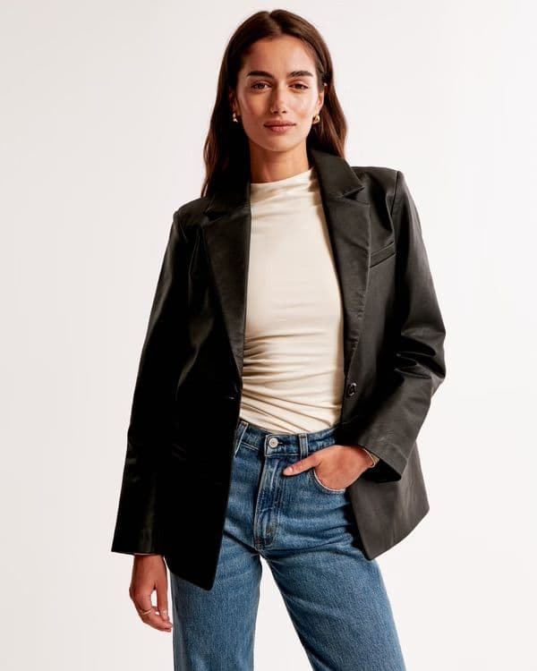Abercrombie Vegan Leather Blazer - Image 2