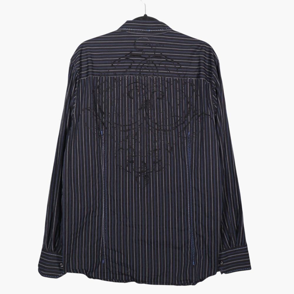 Burn Out Print Striped Black Dress Shirt Size Large - Image 3