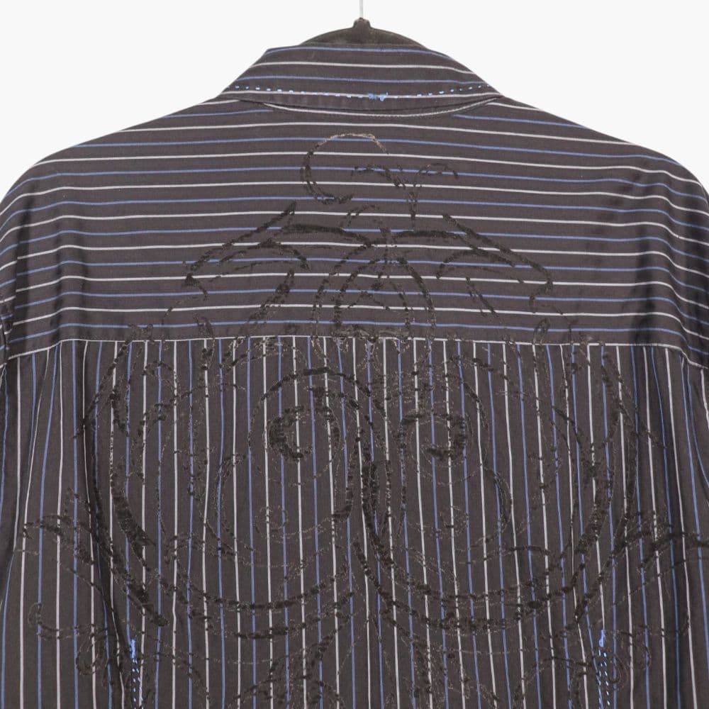 Burn Out Print Striped Black Dress Shirt Size Large - Image 2