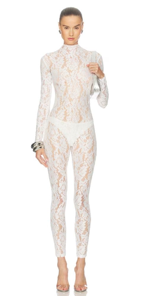 Nookie Lennox White Lace Catsuit - Image 1