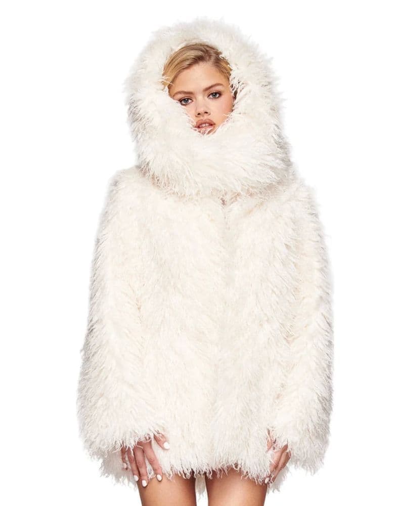 I.Am.Gia Dove Scarf Fur Coat - Cream/White - Image 3