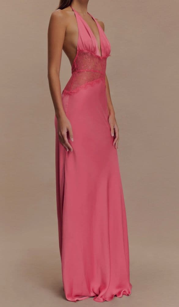 Meshki Dinah Lace And Satin Maxi Dress - Blush Rose - Image 1