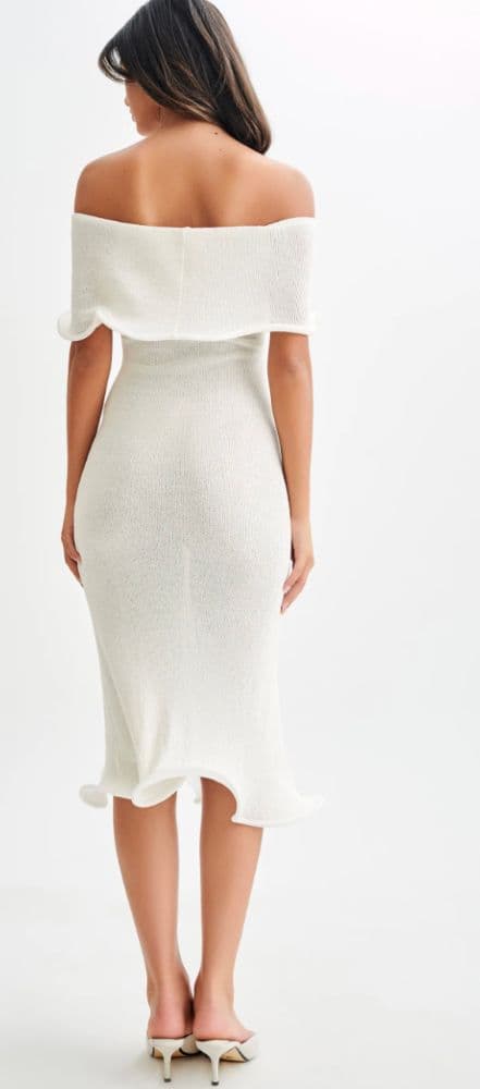 Pickle Molly Off Shoulder Knit Midi Dress - Ivory - Image 2