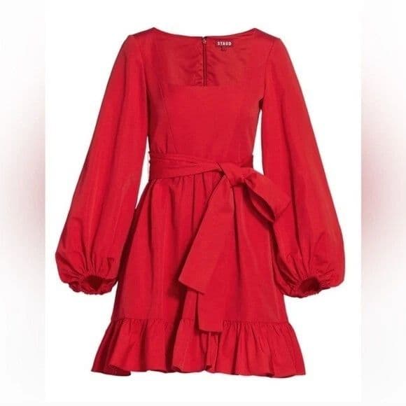 STAUD Seth Tie Squareneck Mini Dress - Image 3