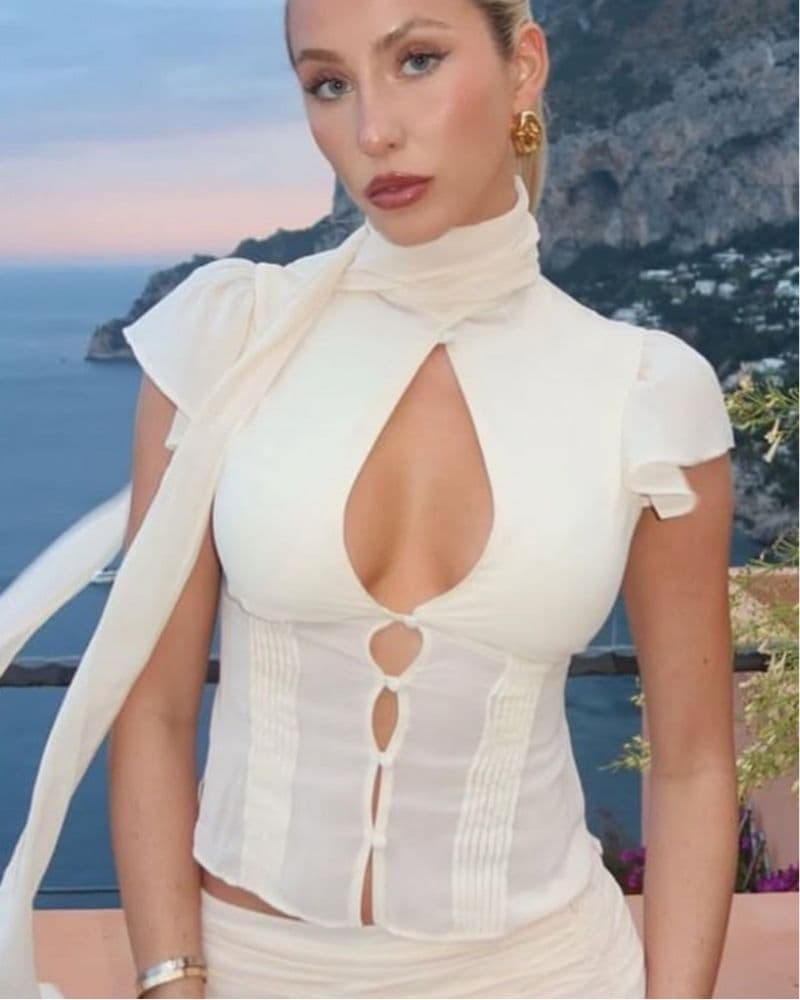 Guizio Ara Cream Scarf Top - Image 4