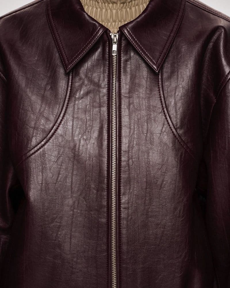 Ennio Faux Leather Burgundy Bomber - Image 5