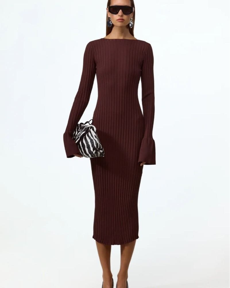 SAME Cuffed Ribbed Knit Dress - Image 1