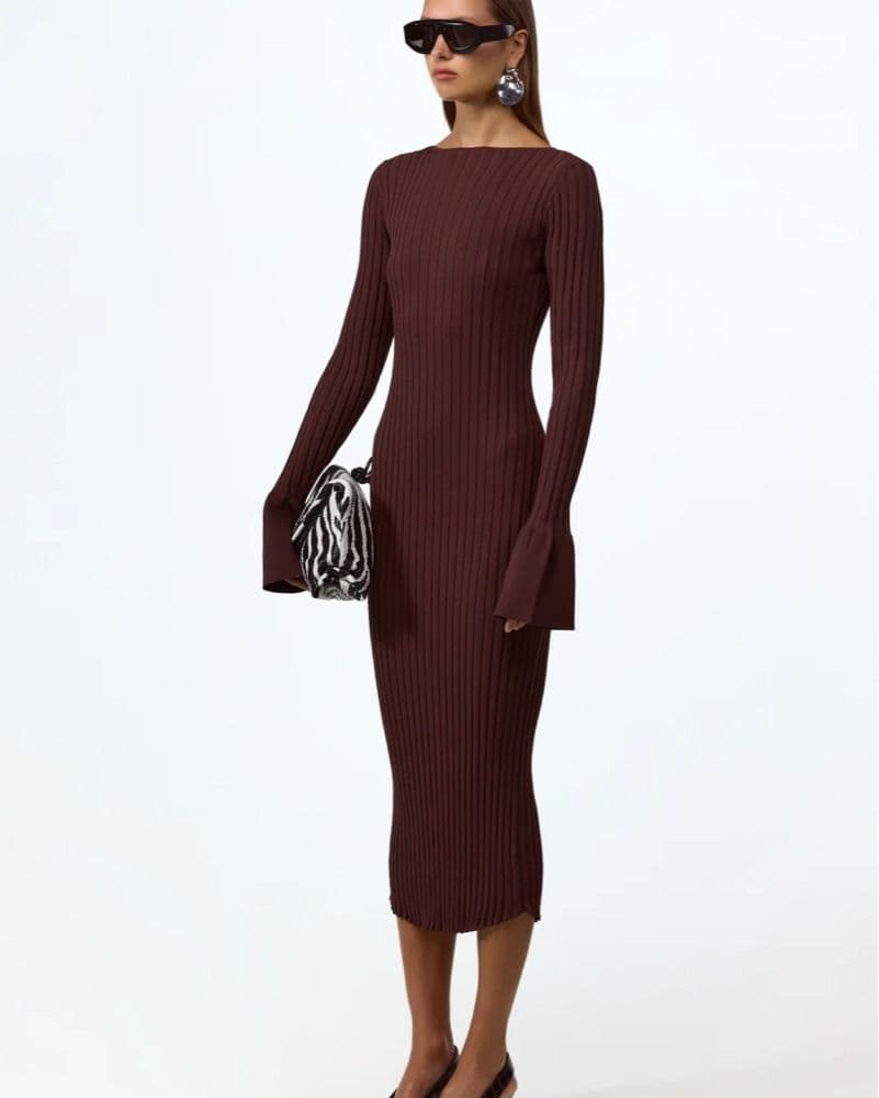 SAME Cuffed Ribbed Knit Dress - Image 3