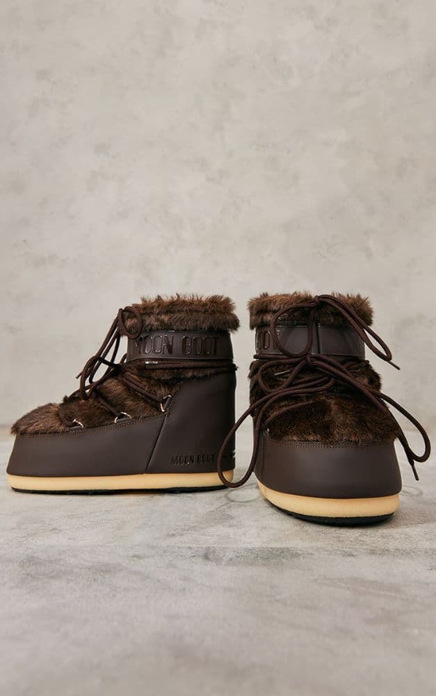 Moon Boot Icon Low Faux Fur Brown - Image 1