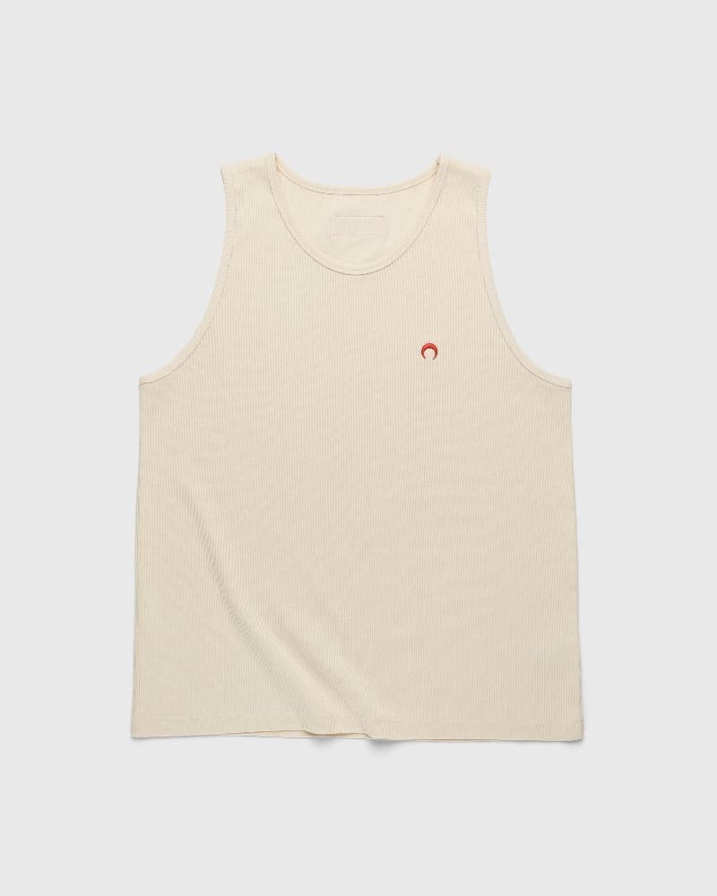 Marine Serre Organic Cotton Ribbed Beige Tank Top - Image 1