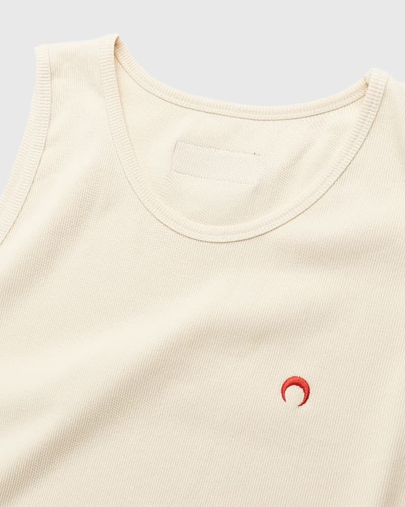 Marine Serre Organic Cotton Ribbed Beige Tank Top - Image 2