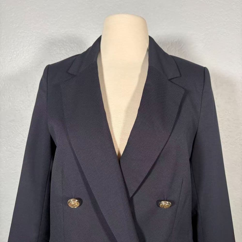 H&M XS Navy Double-Breasted Blazer - Image 5