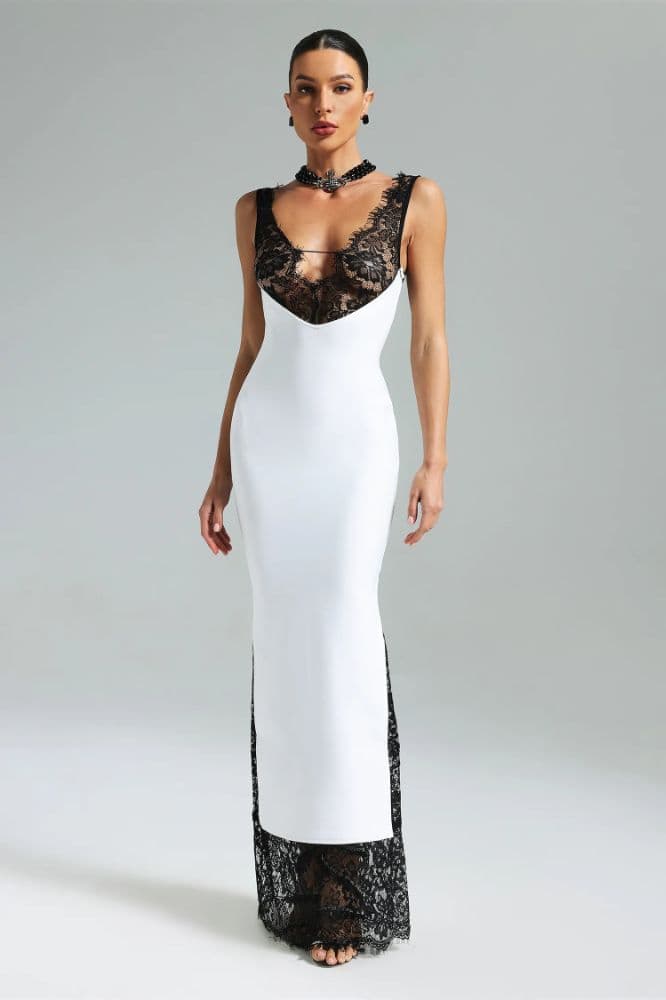 Gunnhild Lace Deep V Maxi Dress - Image 3
