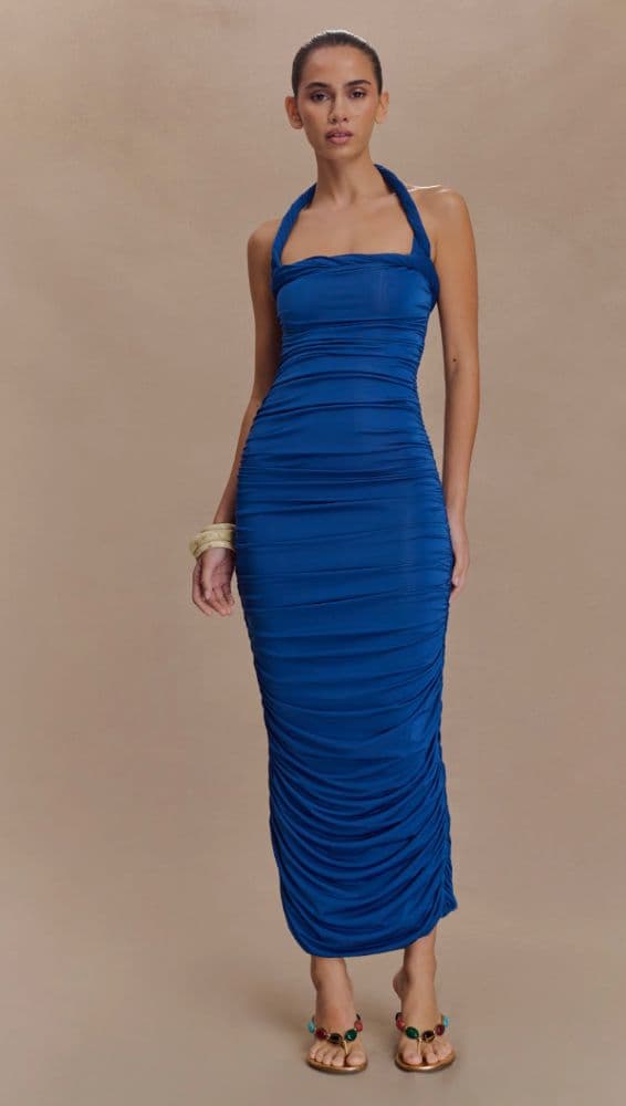 Meshki Camila Ruched Halter Midi Dress - Image 1