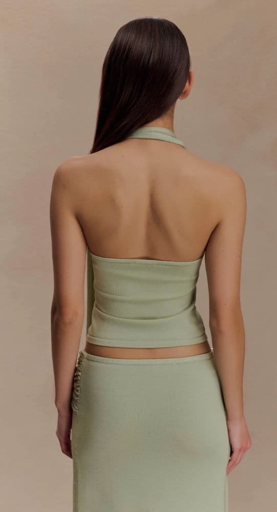 MESHKI Xanthia Knit Halter Top - Pastel Green - Image 2