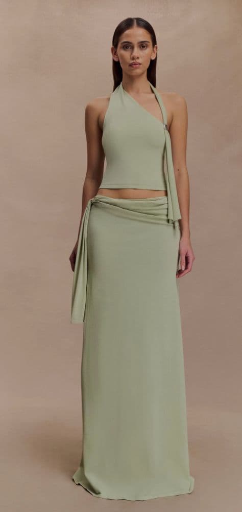 MESHKI Xanthia Knit Halter Top - Pastel Green - Image 3