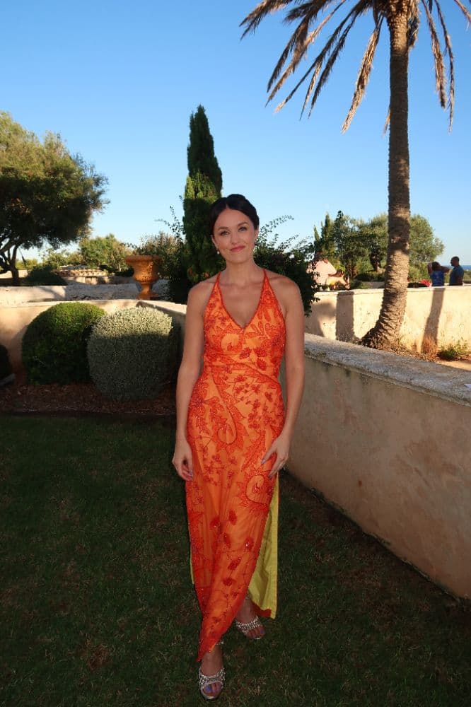 Vintage Orange Beaded Gown - Image 2