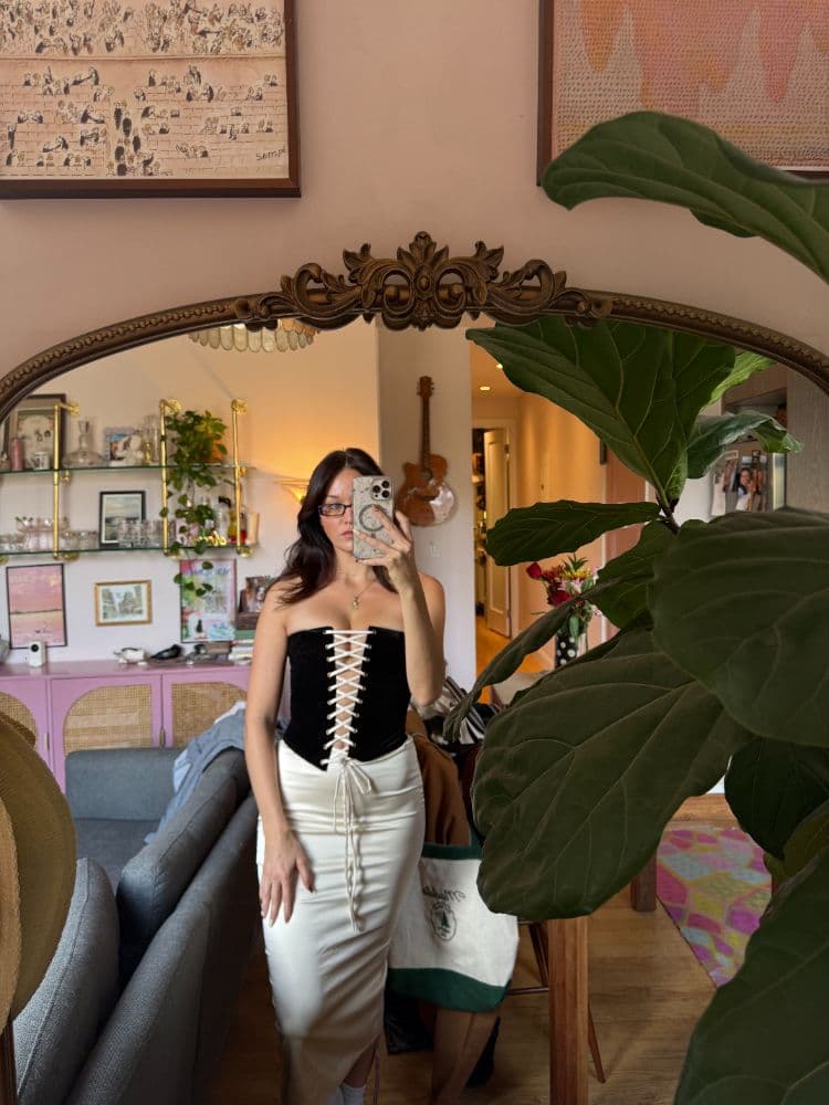 Black and white corseted gown - Image 1