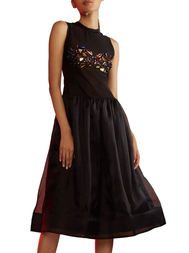 Cynthia Rowley Mesh Sheer Dress with Gems - Image 1