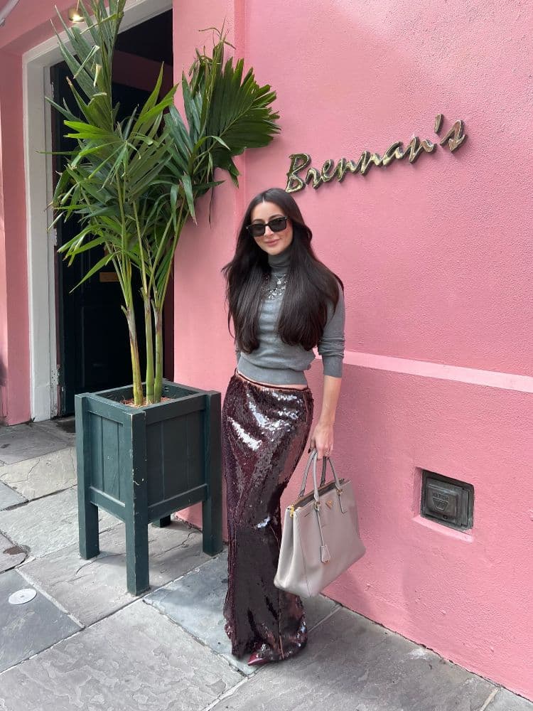 Maroon Maxi Sequin Skirt - Image 1