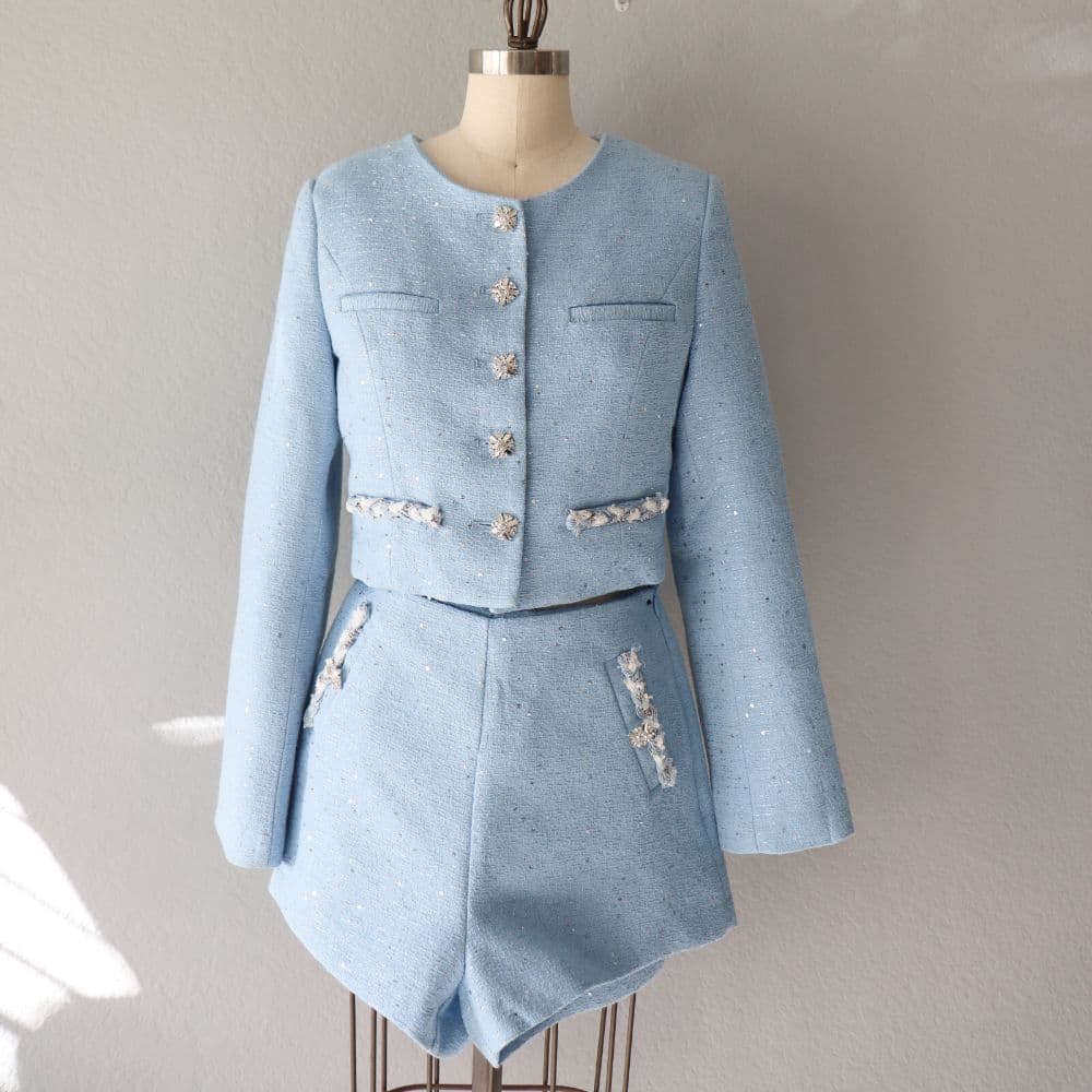 Endless Rose Embellished Tweed Jacket + Shorts Set - Image 2