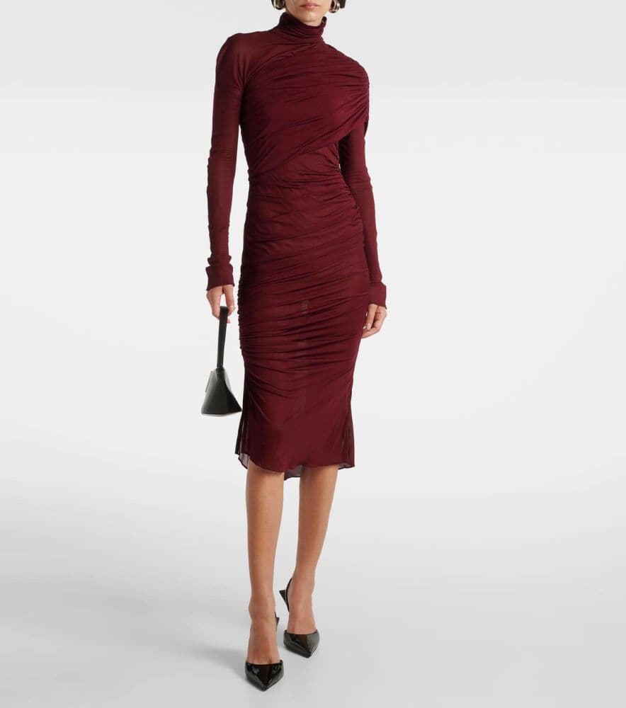 Mugler Sheer ruched midi dress - Image 1