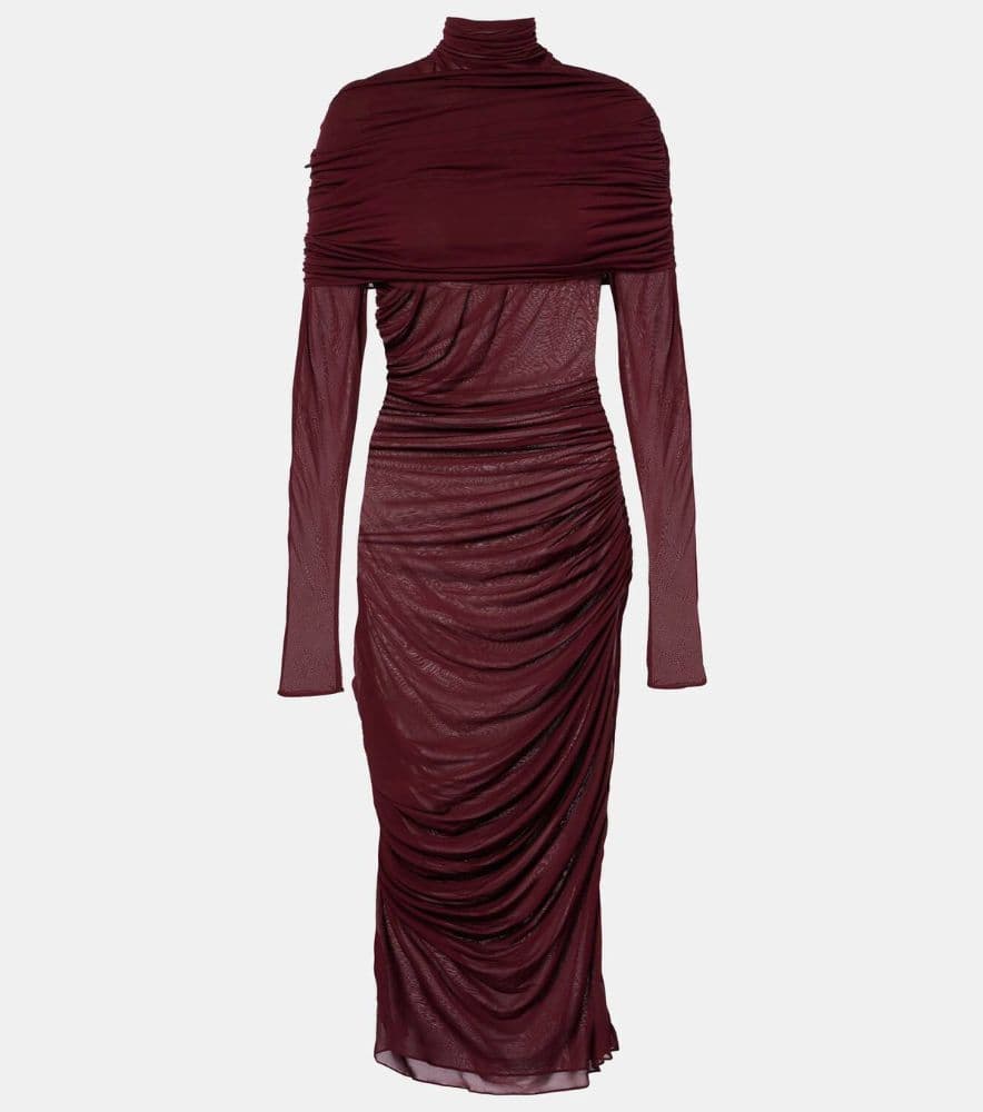 Mugler Sheer ruched midi dress - Image 2