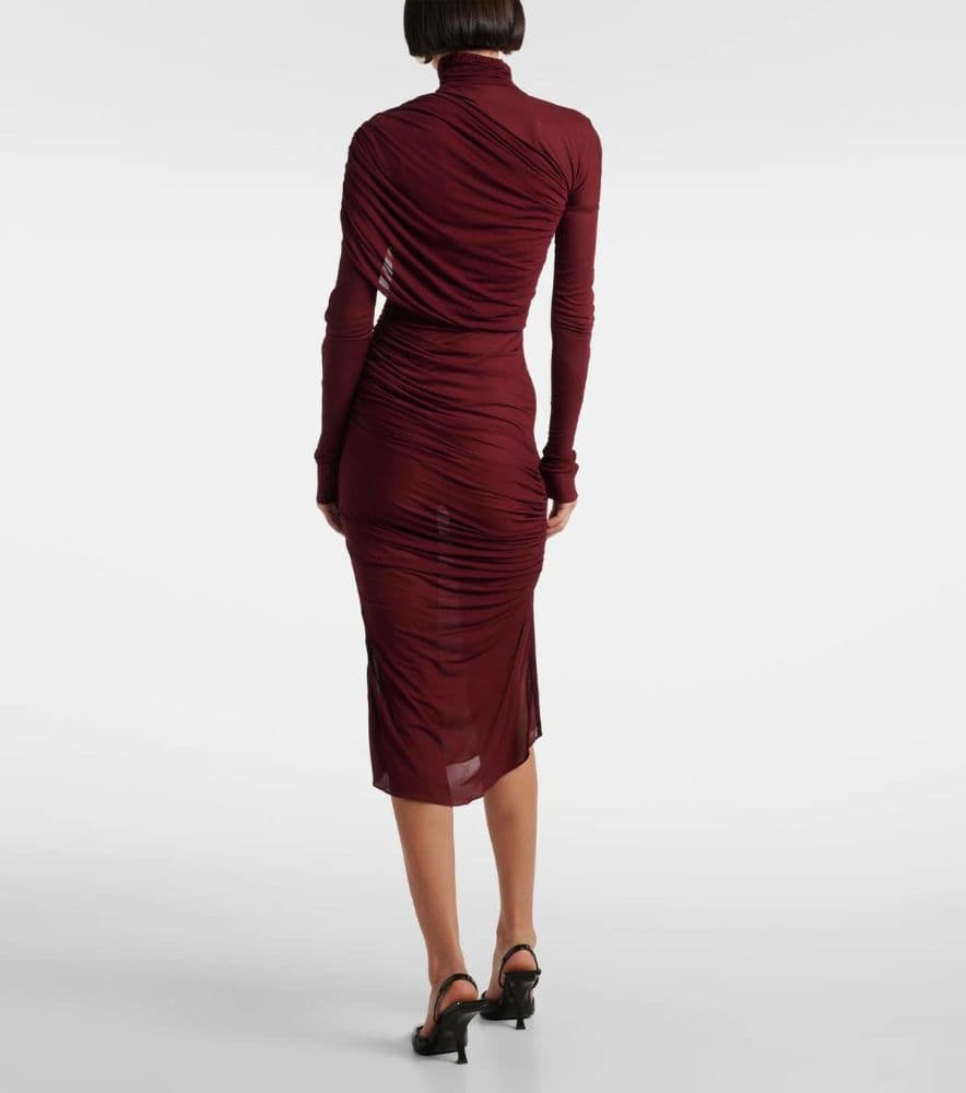Mugler Sheer ruched midi dress - Image 3