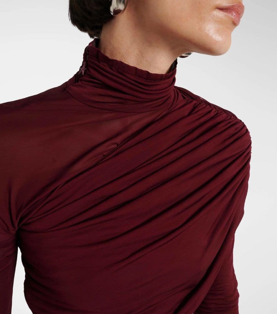 Mugler Sheer ruched midi dress - Image 4