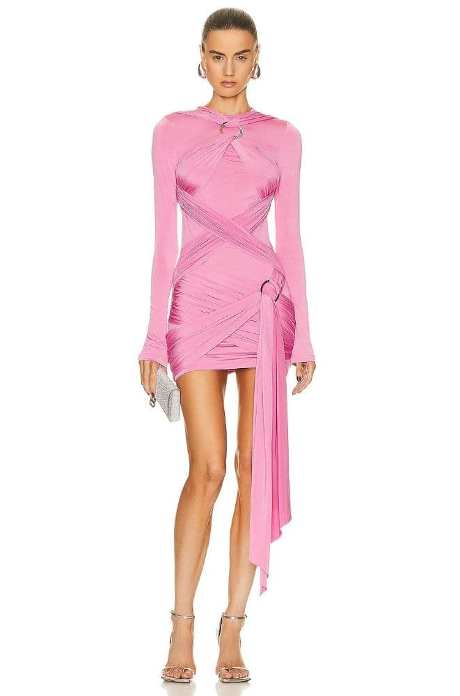 THE ATTICO FRAN MINI DRESS IN SHOCKING PINK - Image 1