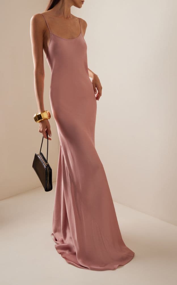 VICTORIA BECKHAM SATIN MAXI CAMI DRESS IN PEONY - Image 1