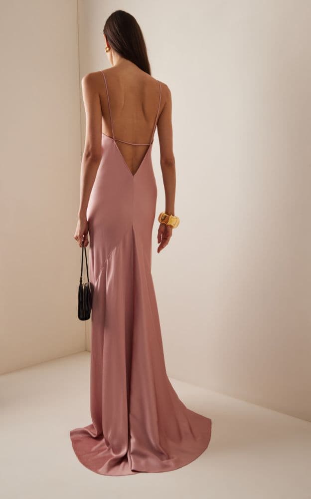 VICTORIA BECKHAM SATIN MAXI CAMI DRESS IN PEONY - Image 5