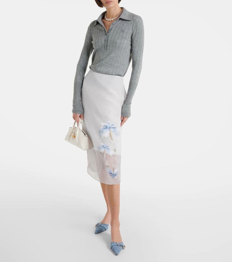 Givenchy Floral dévoré satin midi skirt - Image 1