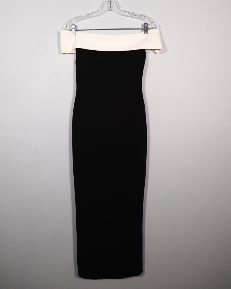 Lulus XS Black & White Off Shoulder Midi Dress - Image 1