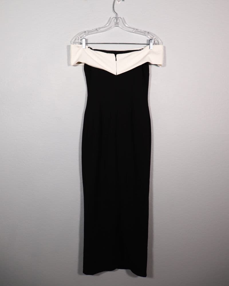 Lulus XS Black & White Off Shoulder Midi Dress - Image 3
