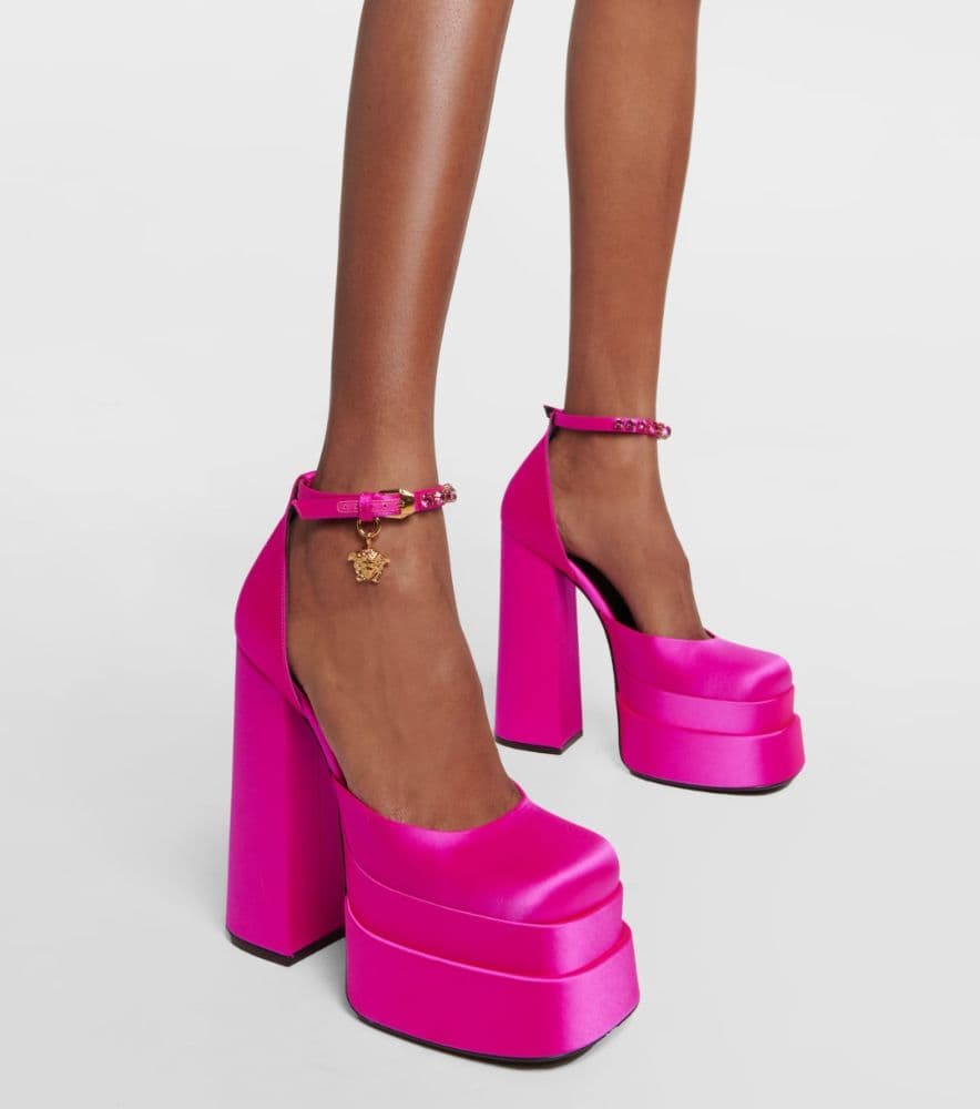 VERSACE Medusa Aevitas satin platform pumps - Image 1