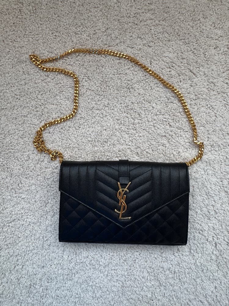 YSL Saint Laurent Envelope Chain Shoulder Bag (Black) - Image 1