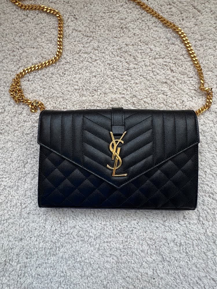 YSL Saint Laurent Envelope Chain Shoulder Bag (Black) - Image 3