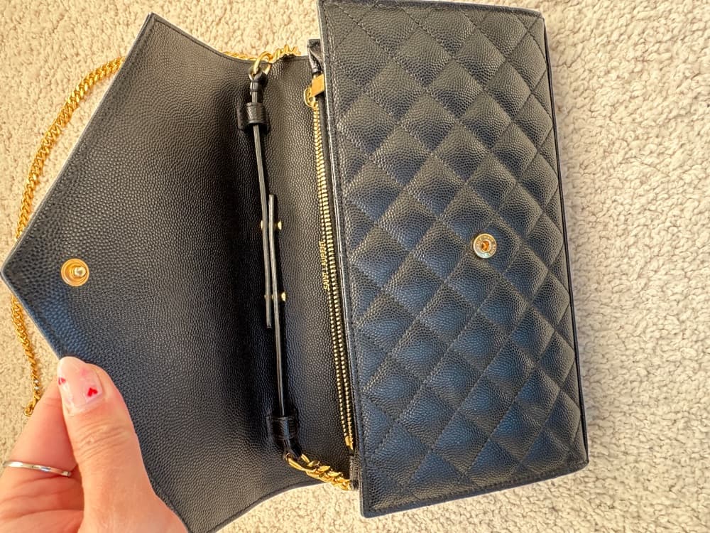 YSL Saint Laurent Envelope Chain Shoulder Bag (Black) - Image 6