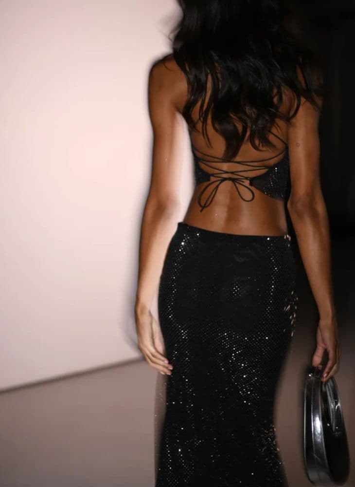 Meshki Tamra Strappy Diamante Top + Erika Diamante Maxi Skirt - Image 3