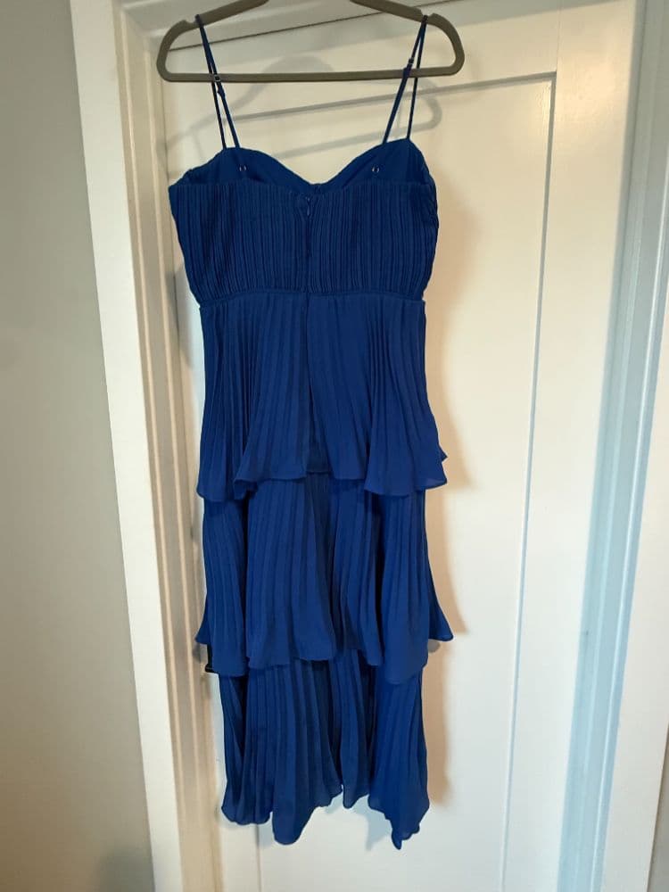 Lulus Blue Tiered Bustier Midi Dress - Image 4