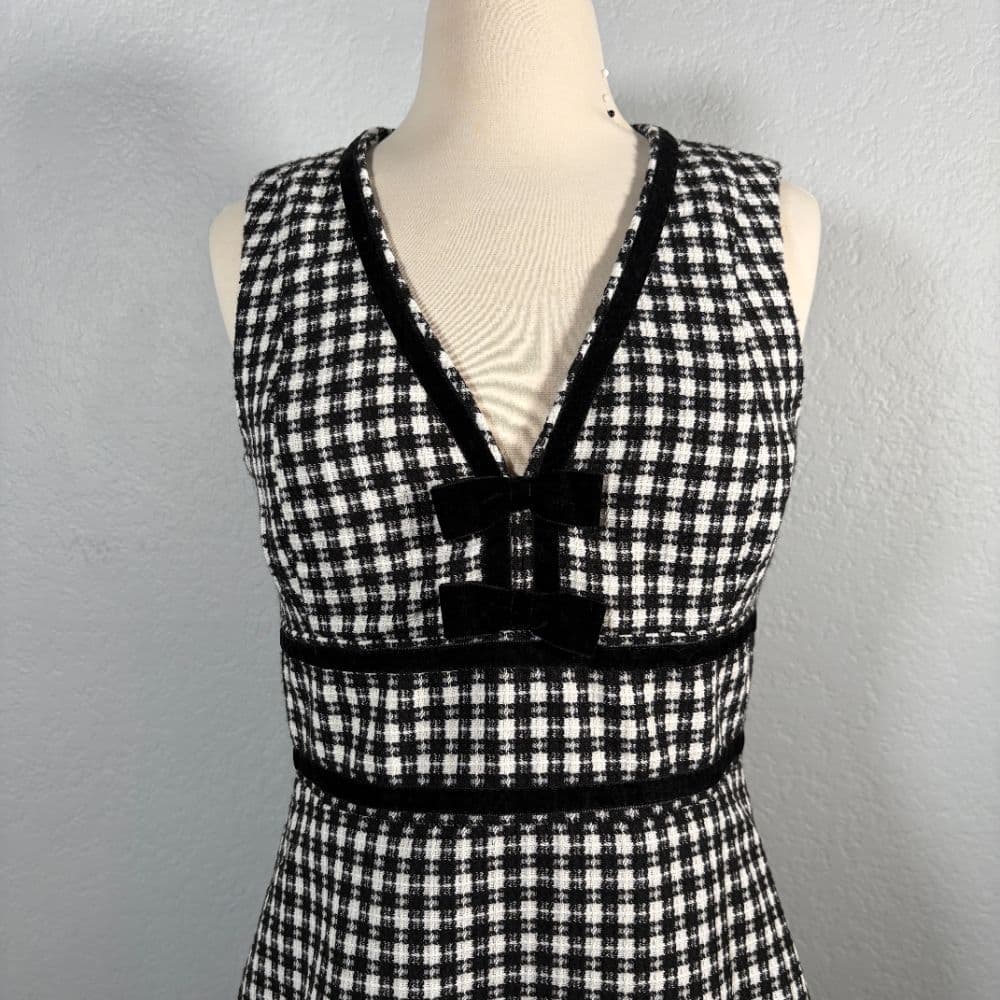 Avec Les Filles Tweed Gingham Dress Size 4 - Image 4