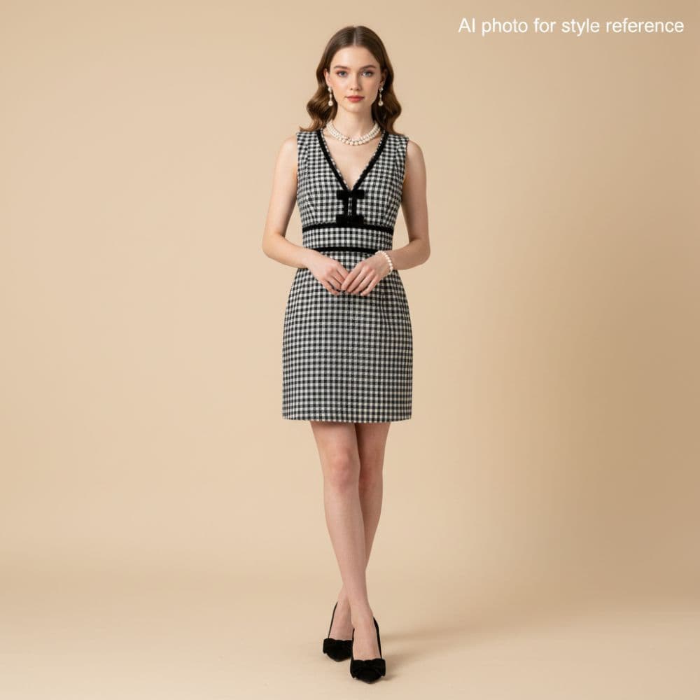 Avec Les Filles Tweed Gingham Dress Size 4 - Image 2