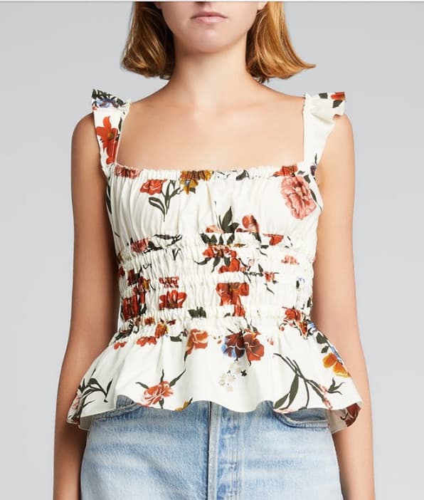 Brock Collection Silvia Floral Smocked Tie Top - Image 1